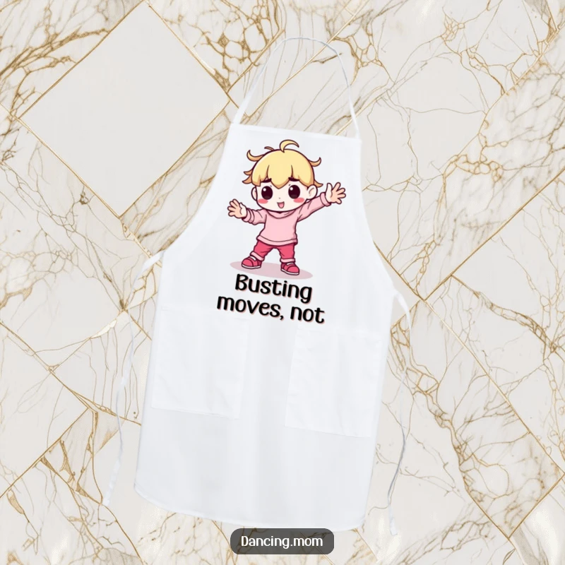 Funny Kawaii Dancer Apron: Cute character breakdancing with arms planted firmly, perfect for a fun funny gift.
