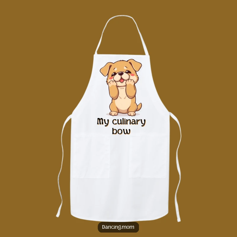 Funny Dramatic Dog Bow Apron - Theatrical Kitchen Performance Gift