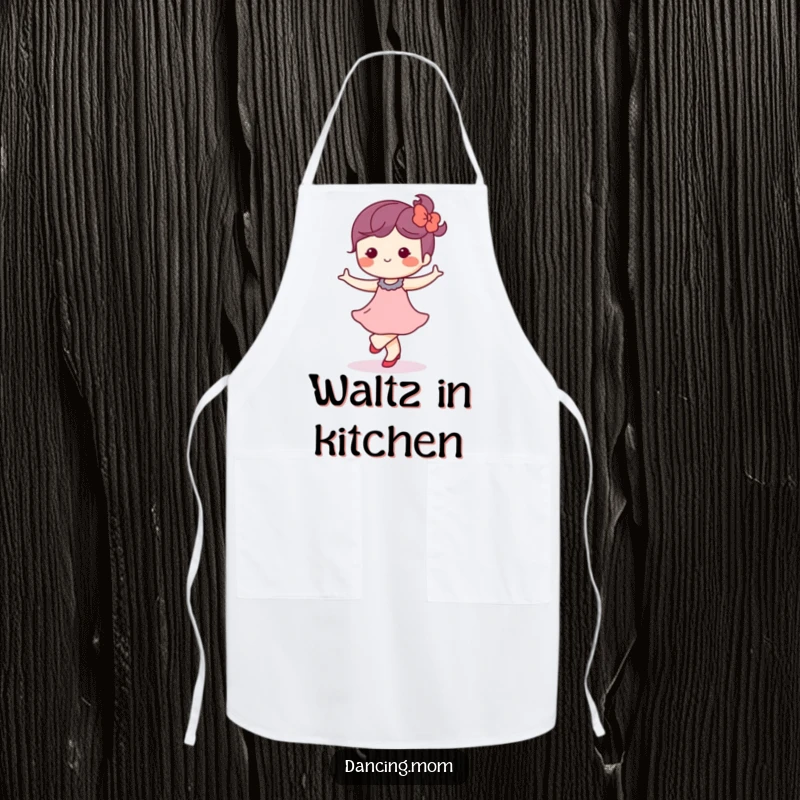 Funny Kawaii Dancer Apron: Cute character waltzing softly with a blissful expression, perfect for a graceful funny gift.