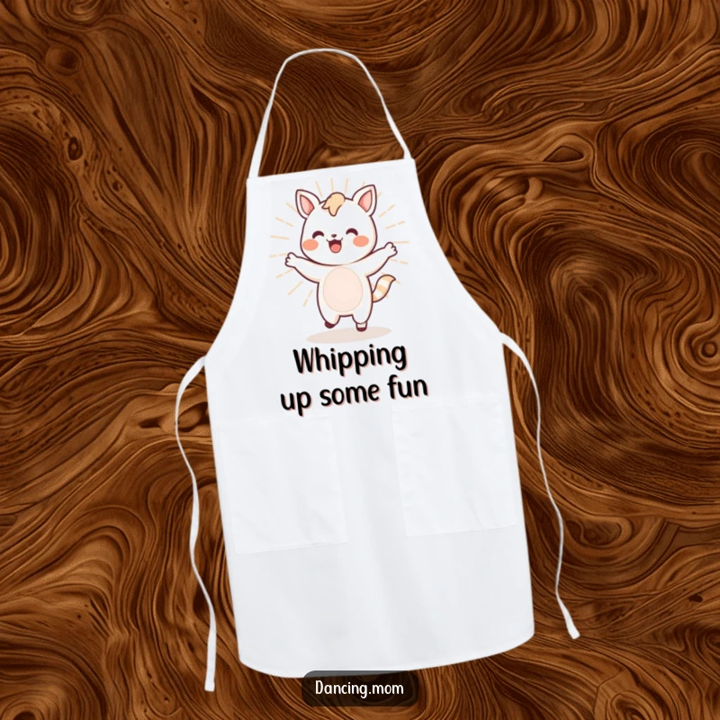 Funny Kawaii Dancer Apron: An energetic Kawaii animal dances with a bouncy bounce, bringing fun to kitchen tasks.