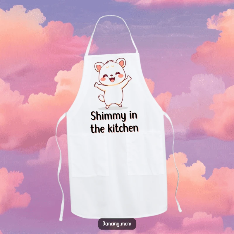 Funny Kawaii Shimmy Apron: A Kawaii animal does a happy shimmy with a delighted grin, bringing fun to kitchen tasks.