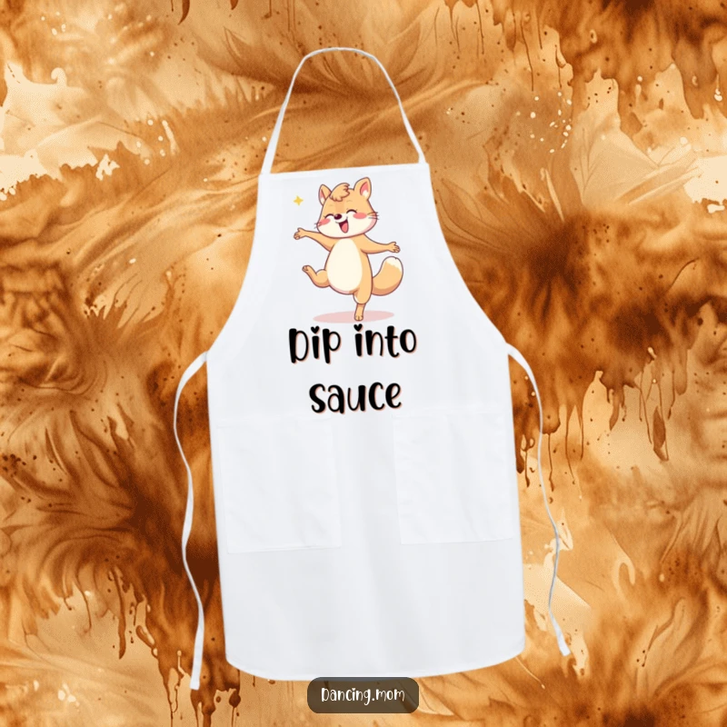 Funny Mom Dip Apron: A dancing mom animal performs a dramatic dip, ready to help in the kitchen with a side of hilarious maternal elegance.