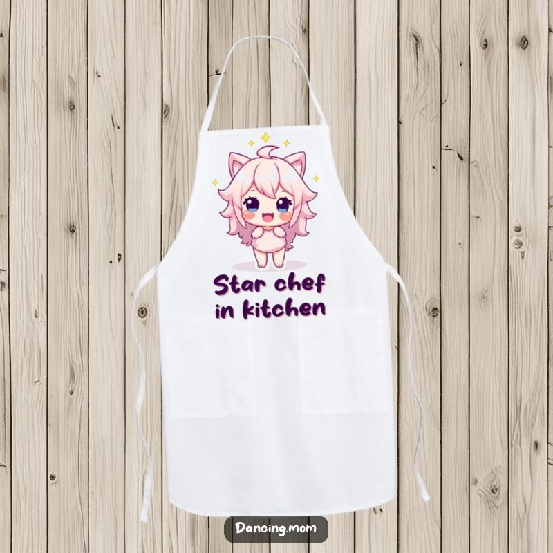 Funny Apron: Proud character in a spotlight, beaming with confidence, perfect for adding flair to cooking as a funny gift.
