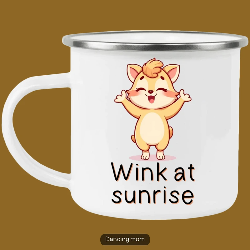 Funny Dancing Mom Animal Wink Camping Mug - Playful Pose Outdoor Gift