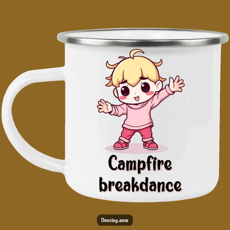 Funny Kawaii Dancer Camping Mug: Breakdancing Power Move - Outdoor Energy