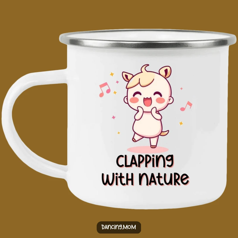 Funny Kawaii Dancer Camping Mug: Joyful Clapping Beat - Happy Camp Vibes
