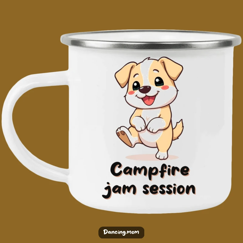 Funny Tapping Dog Camping Mug - Happy Rhythm Outdoors Gift