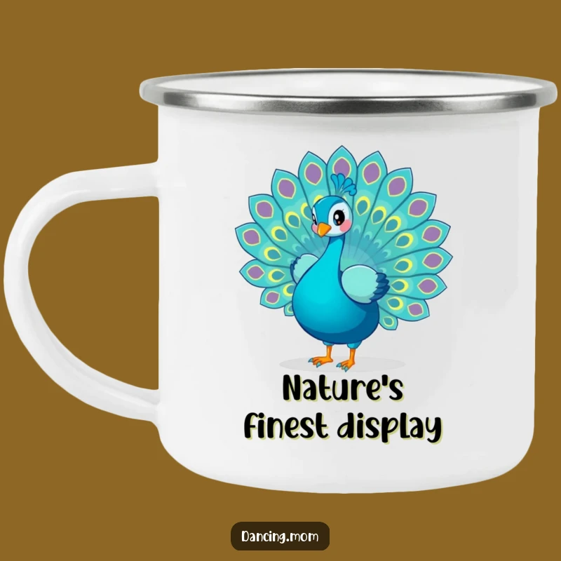 Funny Peacock Camping Mug: Outdoor Adventures with a Dancing Bird, Funny Gift