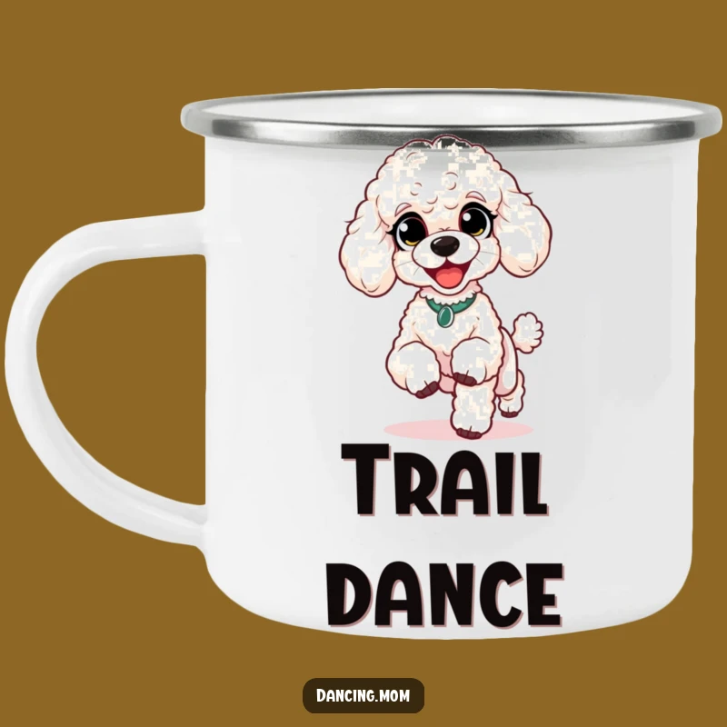 Funny Poodle Happy Shuffle Camping Mug: Adventure with a Joyful Dog