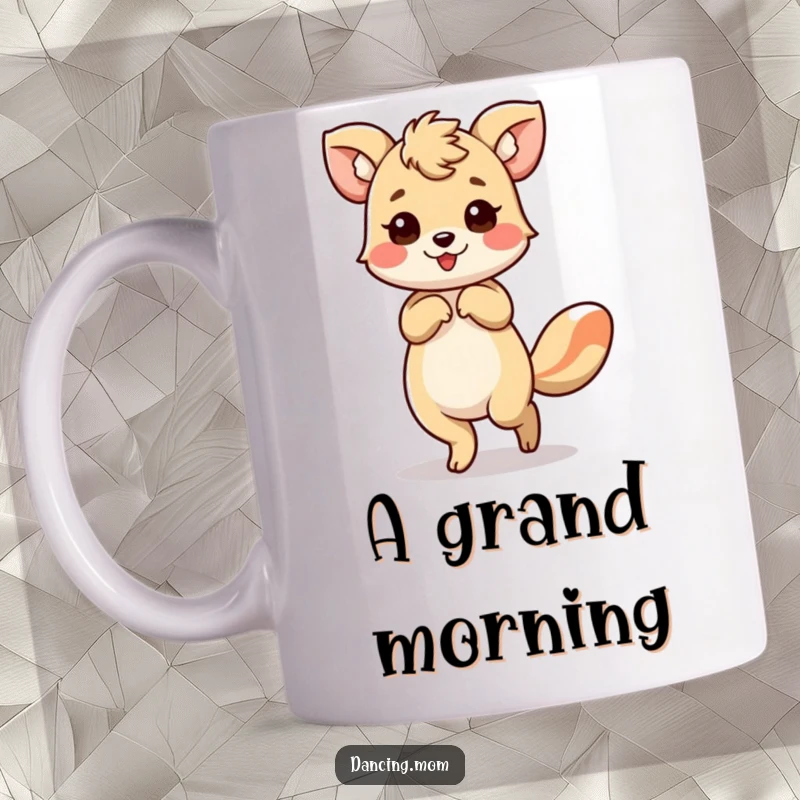 Funny mug depicting an animal performing a graceful bow with a flourish, exuding charm and theatrical flair.