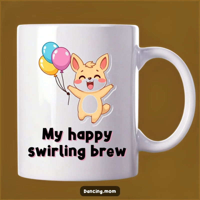 Funny Excited Animal Mug: Twirling Character Celebration - Perfect Funny Gift