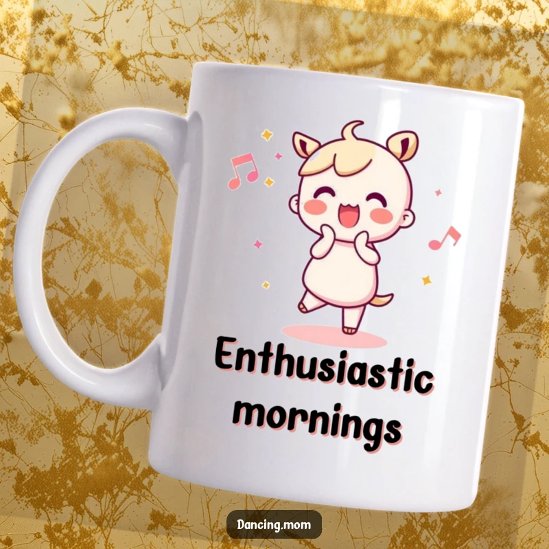 Funny Kawaii Dancer Mug: Cute character joyfully clapping along to a beat, perfect for a happy funny gift.