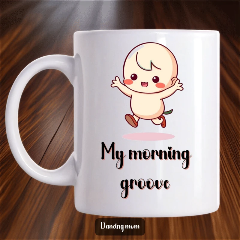 Funny Kawaii Dancer Mug: Adorable character doing a silly jig with energetic stomping feet, perfect for a funny gift.