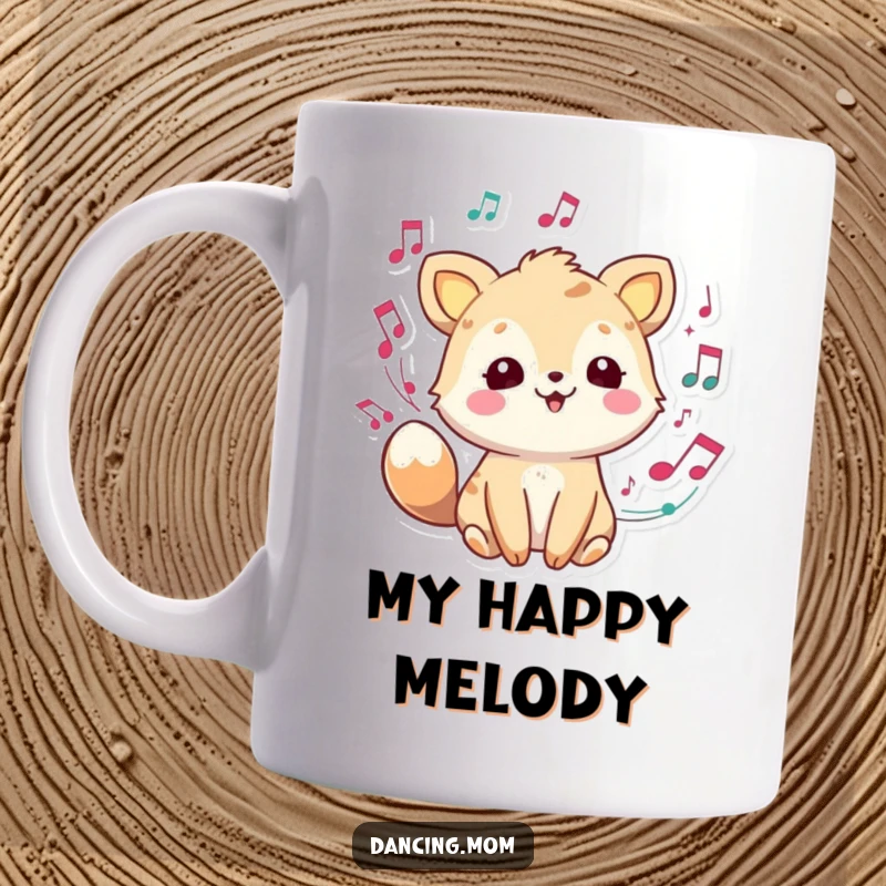Joyful animal character with musical notes swirling animatedly around its head, expressing pure musical delight.