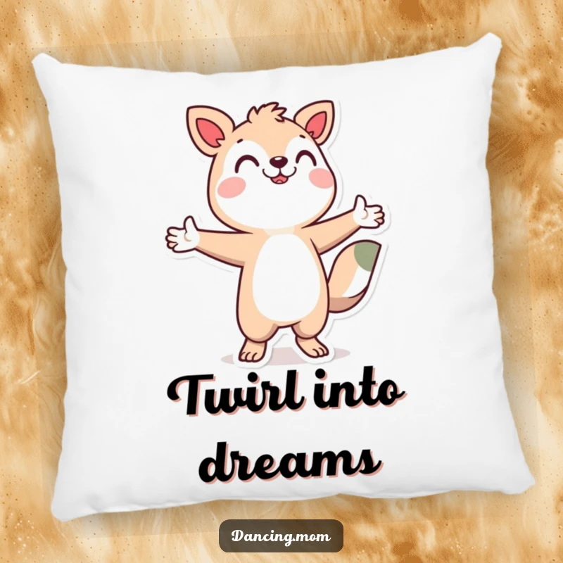 Funny stylized dancing animal with arms outstretched, a soft and humorous decorative pillow.