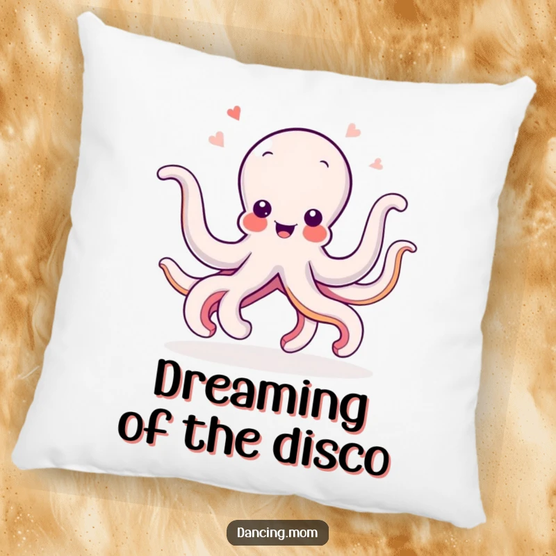 Funny Octopus pillow featuring a delighted creature wiggling its arms in a funny dance, adding comfort and humor to any seating.