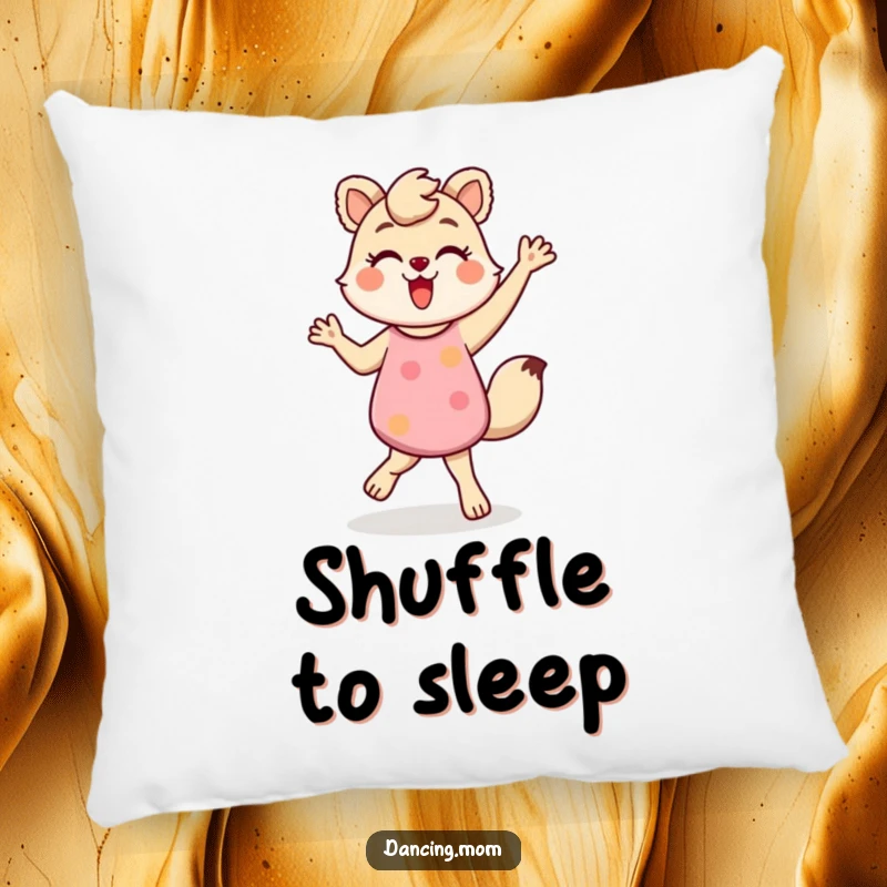 Funny pillow with a dancing mom animal in an energetic shuffle, soft and cozy, perfect for adding a fun accent.
