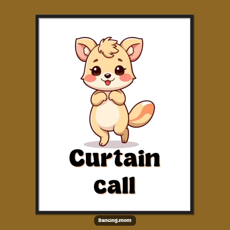 Funny Dancing Animal Bow Digital Art: Elegant Flourish Print Gift!