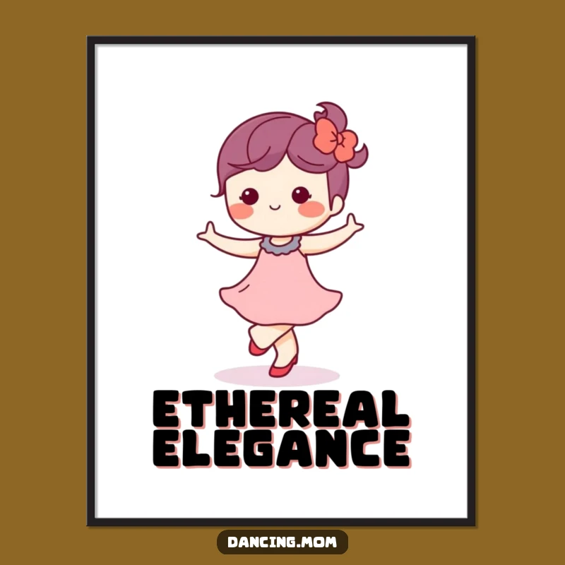 Funny Kawaii Dancer Digital Art: Blissful Waltz - Serene & Joyful Decor