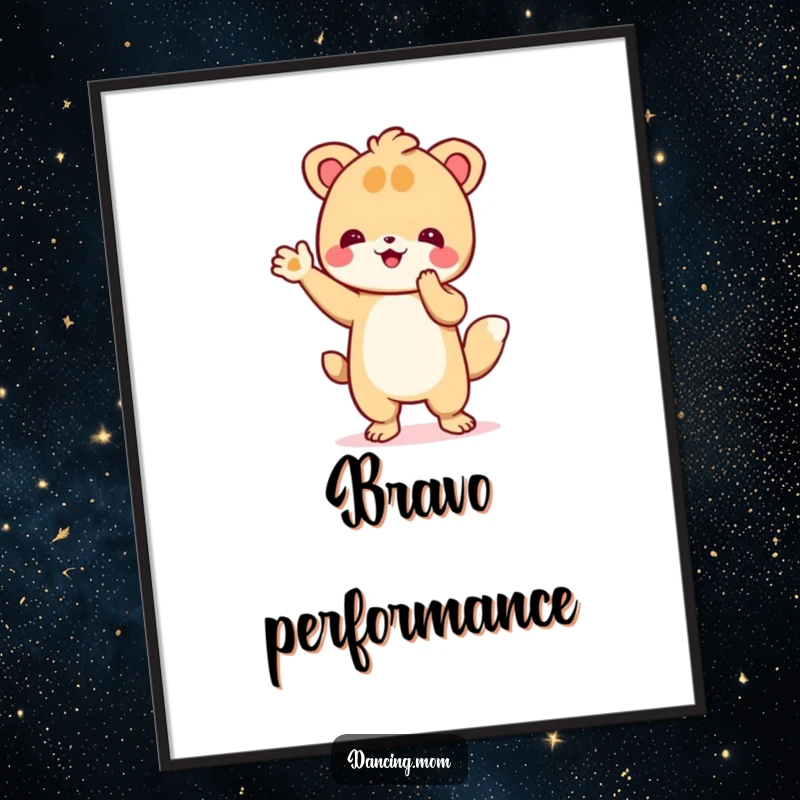 Funny digital art print of an animal enthusiastically clapping its paws, perfect for adding a motivational touch.