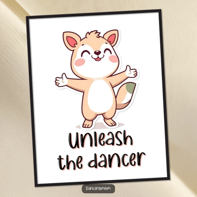 Stylized animal character energetically dancing with arms outstretched, a humorous and vibrant digital artwork.