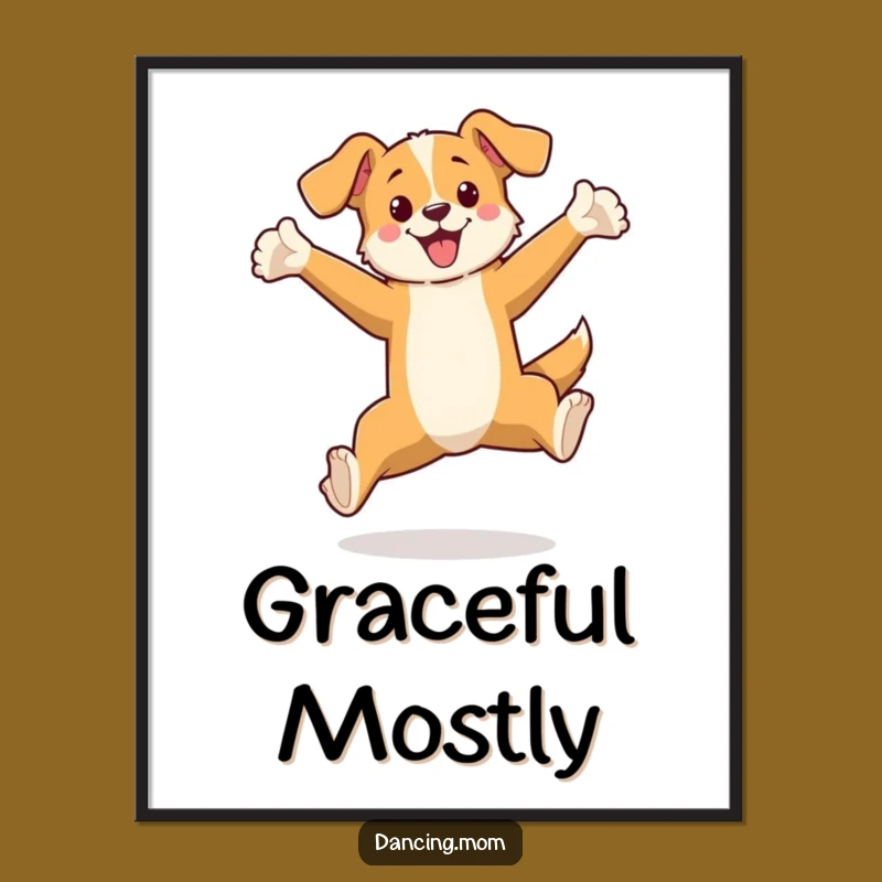 Funny Dog Leaping Digital Art - Elegant Canine Pose Download Gift