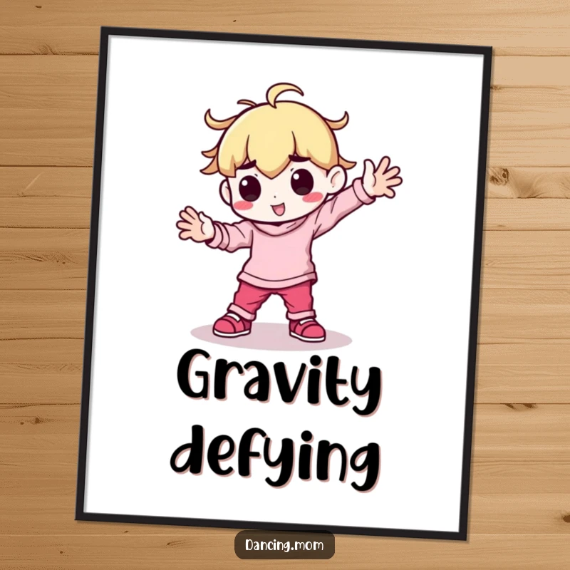 Funny Kawaii Dancer Digital Art: Cute character breakdancing with arms planted firmly, bringing dynamic, fun energy.