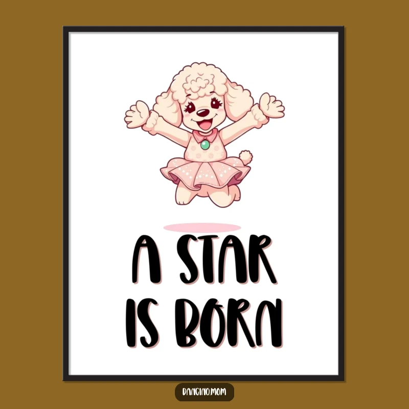 Funny Poodle Diva Leap Digital Print: Instant Joyful Dog Art Gift