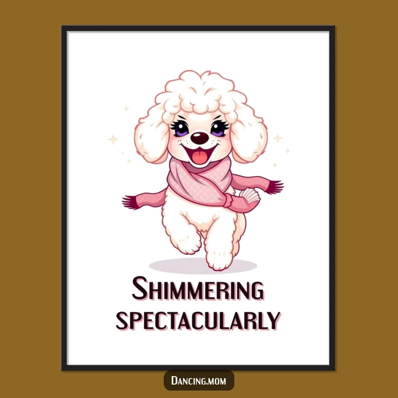 Funny Poodle Twirl Digital Print: Instant Glamorous Dog Art Gift
