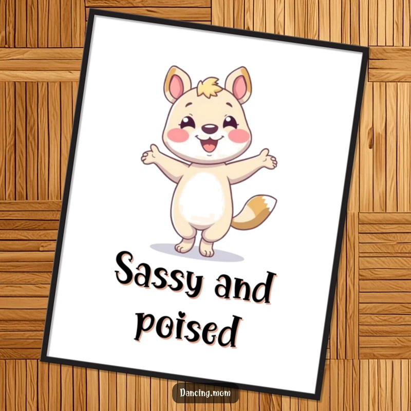 Funny animal character smiling and striking a dance pose, captured as a high-resolution digital art print.