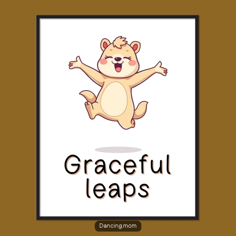 Funny Dancing Mom Animal Leap Digital Print - Graceful Joyful Wall Art Gift