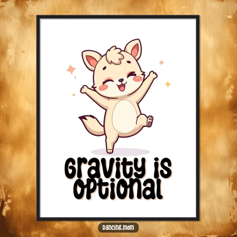 Funny digital art print of a winking animal performing a cartwheel, perfect for adding a touch of playful energy.