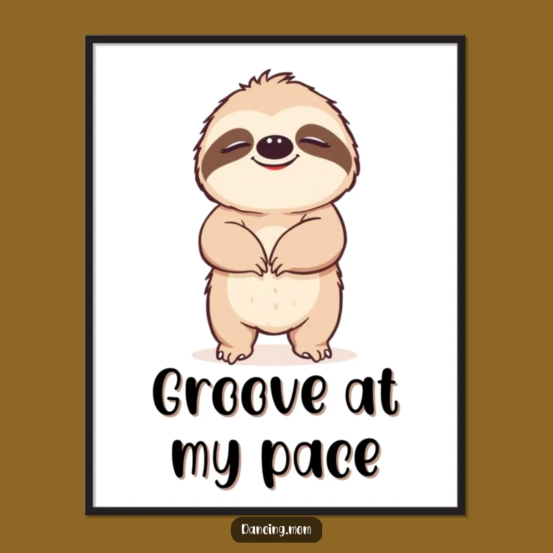 Funny Sloth Digital Art: Blissful Grooving Sloth Printable Wall Decor, Funny Gift
