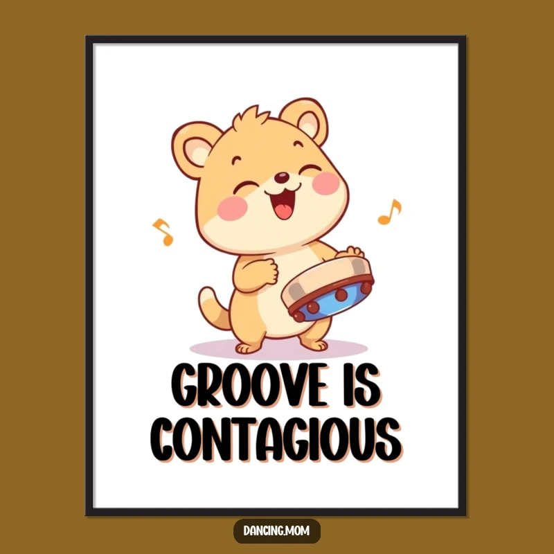 Funny Giggling Animal Digital Art - Tambourine Rhythm for Instant Energetic Wall Decor Gift