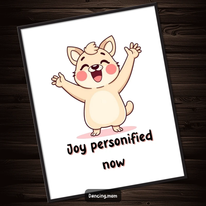 Funny dancing mom animal digital art print, arms in the air, full of glee, ready to bring instant joy and humor.