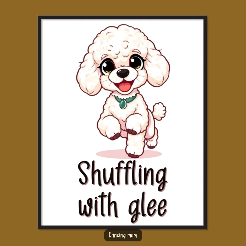 Funny Poodle Happy Shuffle Digital Print: Instant Joyful Dog Art Gift