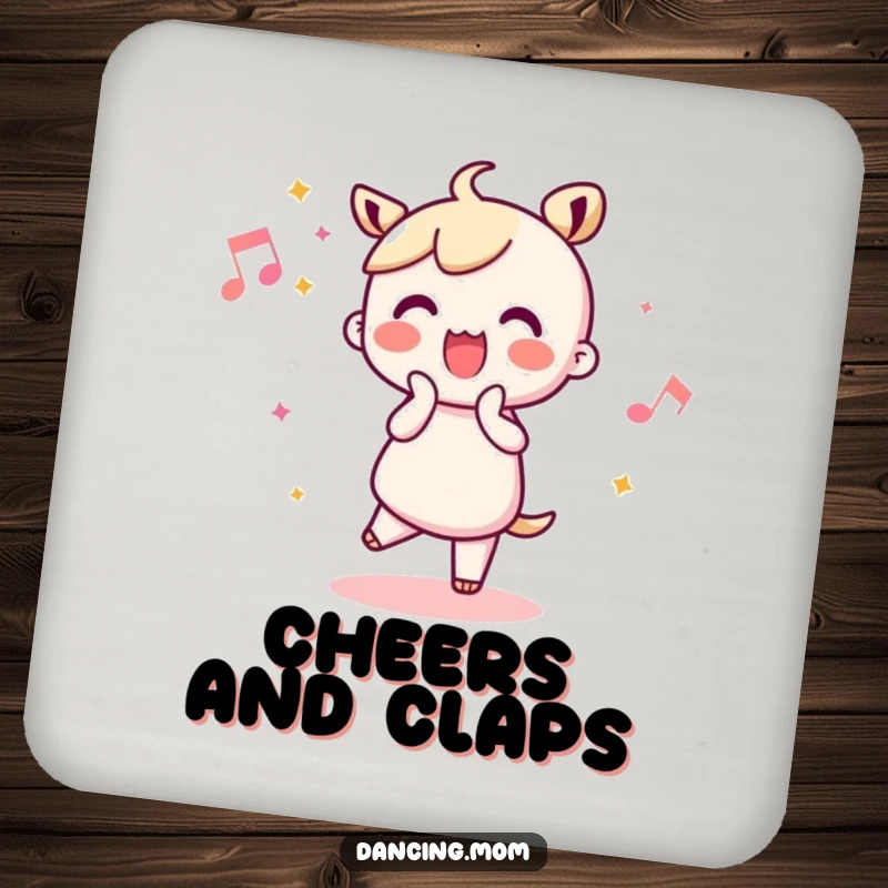Funny Kawaii Dancer Coaster: Adorable character joyfully clapping along to a beat, offering cheerful protection.