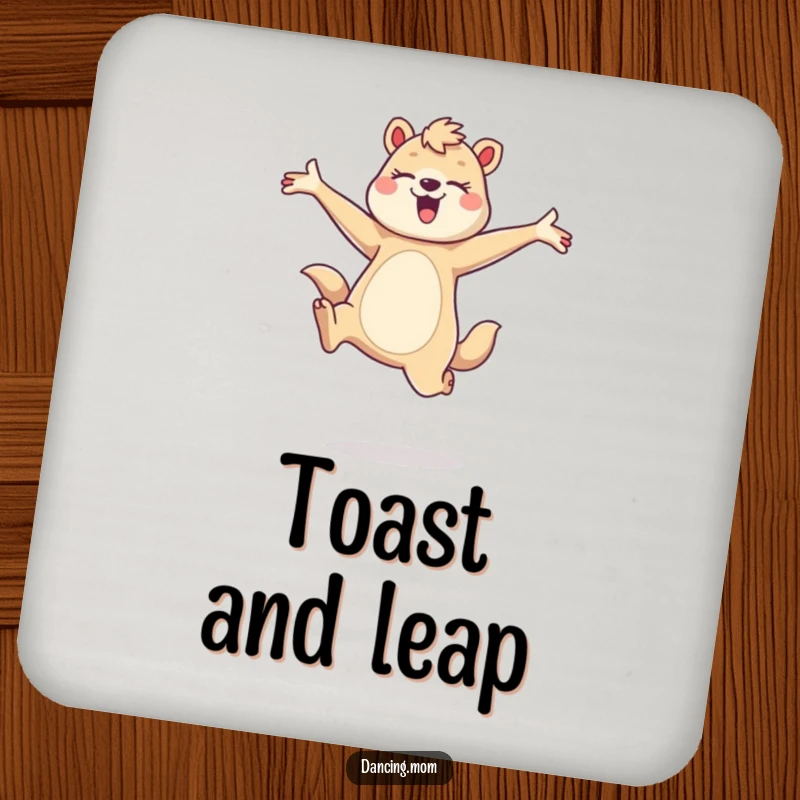 Funny coaster set with dancing mom animals leaping gracefully, bringing artistic flair to tables, a stylish funny gift.