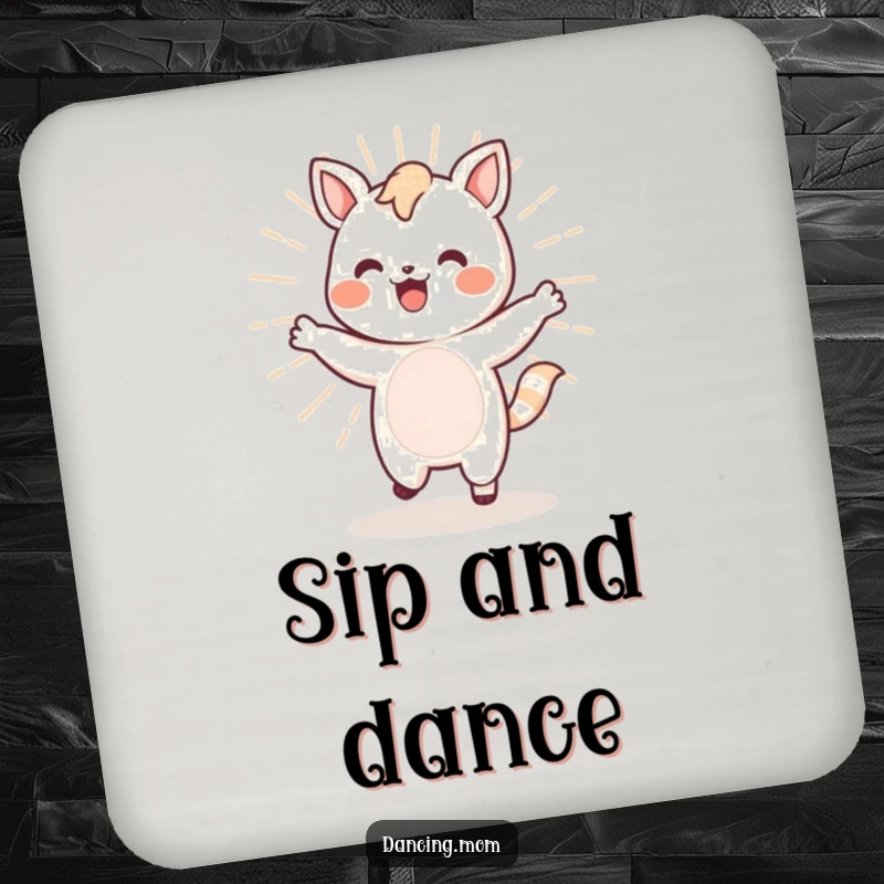 Funny Kawaii Dancer Coaster: An energetic Kawaii animal dances with a bouncy bounce, protecting your surfaces with humor.