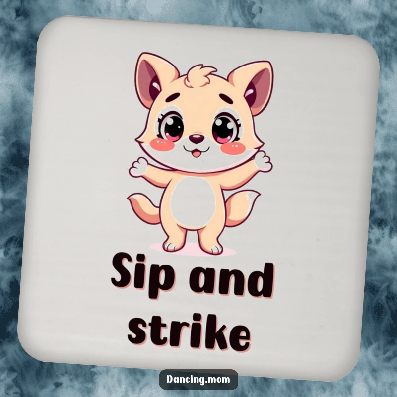 Funny Coaster: Happy animal character with wide eyes striking a dramatic dance pose, a stylish protector for your surfaces.