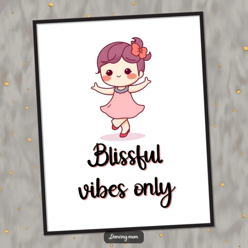Funny Kawaii Dancer Poster: Cute character waltzing softly with a blissful expression, adding serene humor as a funny gift.
