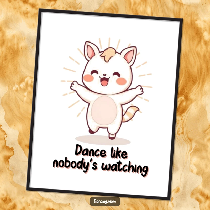 Funny Kawaii Dancer Poster: A cute Kawaii animal dances with incredible energy, radiating happiness and a bouncy spirit.
