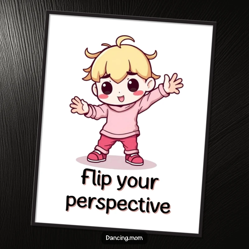 Funny Kawaii Dancer Poster: Cute character breakdancing with arms planted firmly, displaying dynamic humor as a funny gift.