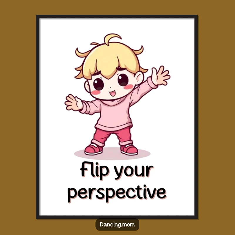 Funny Kawaii Dancer Poster: Breakdancing Power Move - Dynamic Wall Art