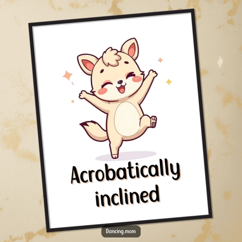 Funny poster of a winking animal doing a cartwheel, bringing a dynamic and humorous visual to any room.