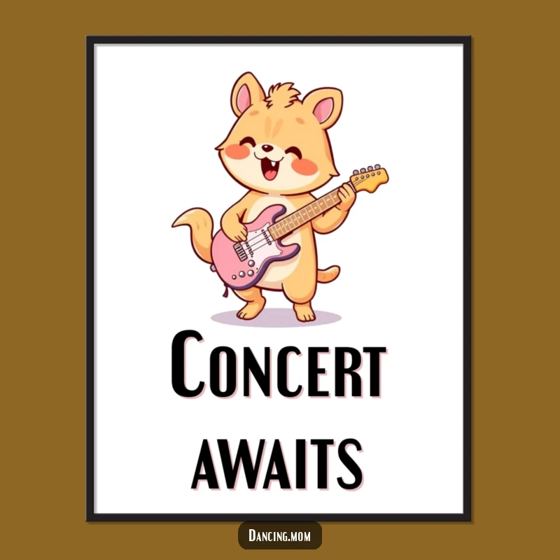 Funny Kawaii Air Guitar Poster A Hilarious Piece of Rock Art