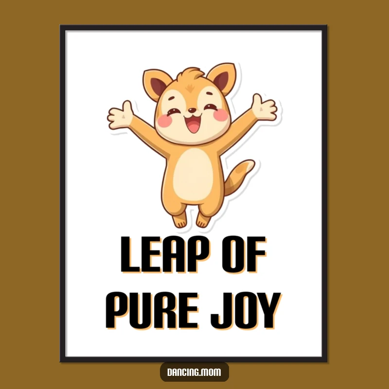 Funny Leaping Animal Poster: Vibrant Energetic Character Art - Hilarious Funny Gift
