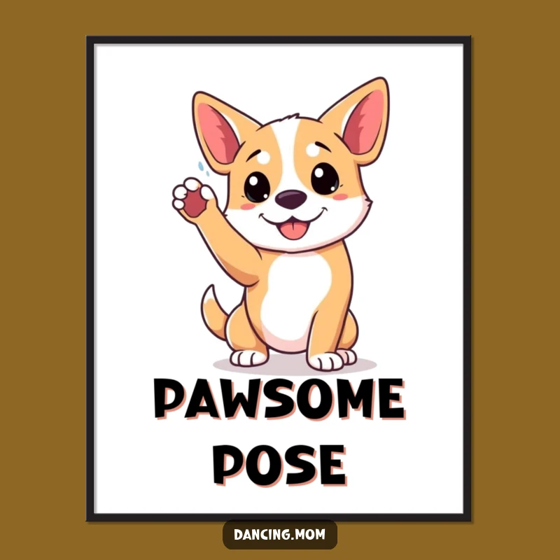 Funny Playful Dog Pose Poster - Energetic Canine Wall Art