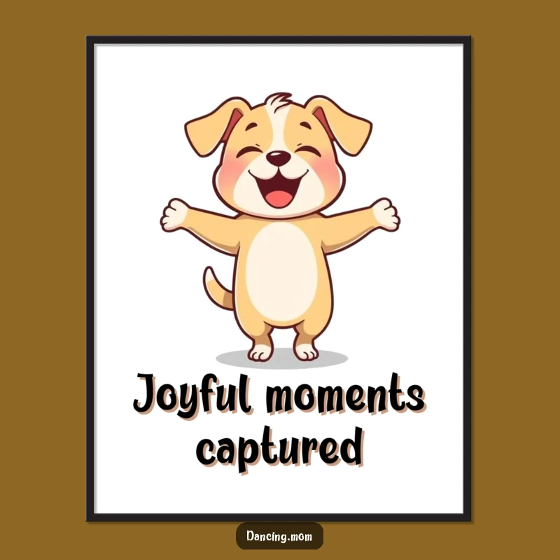 Funny Joyful Dog Art Print - Twirling Celebration Wall Decor