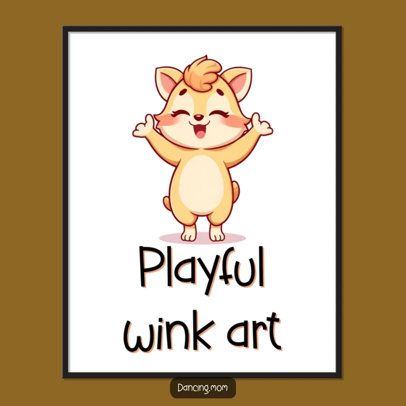 Funny Dancing Mom Animal Wink Poster - Playful Pose Wall Art Gift